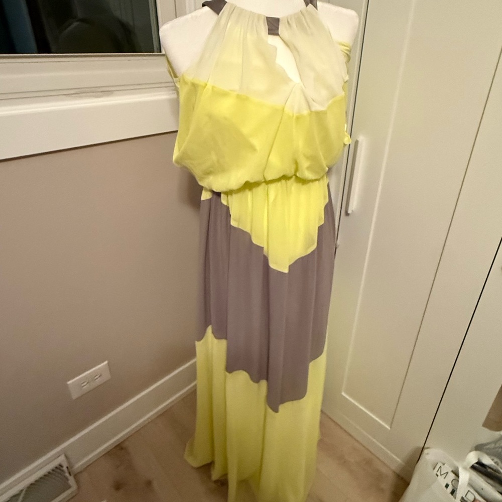 Vince Camuto Yellow and Gray Maxi Dress